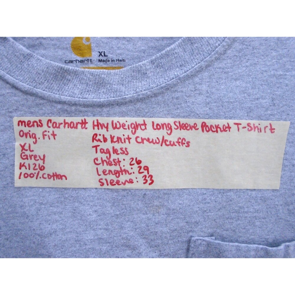 Carhartt K126 Mens Size XL Mid-weight Long Sleeve Oversized Gray Workwear - Picture 4 of 8